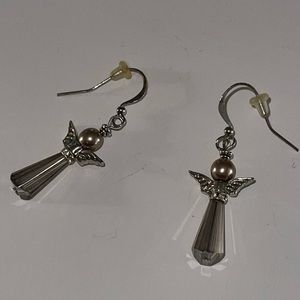 Sterling Crystal Angel Earrings